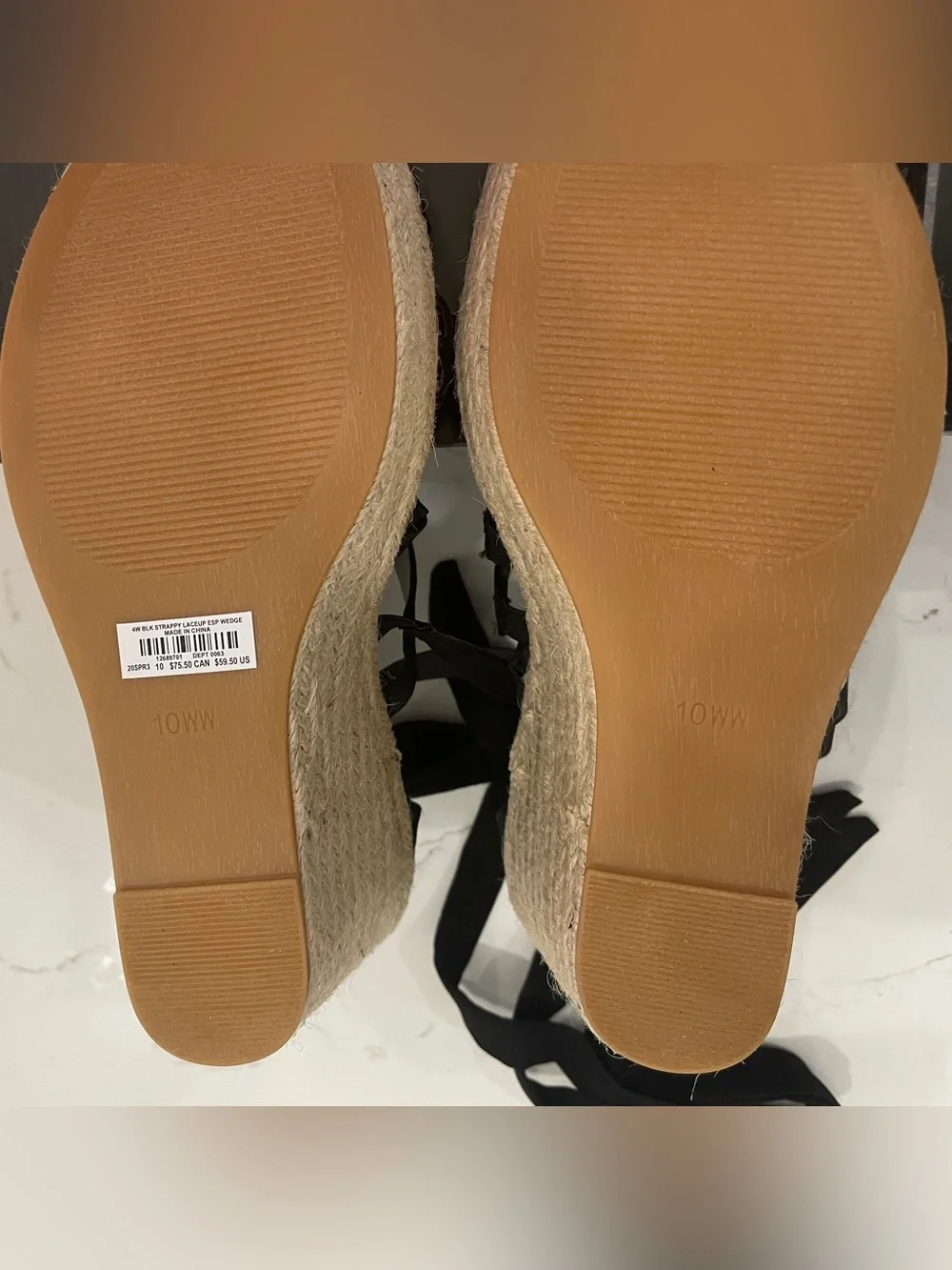 Torrid Black Strappy Espadrille Wedge Sandals size 10WW
